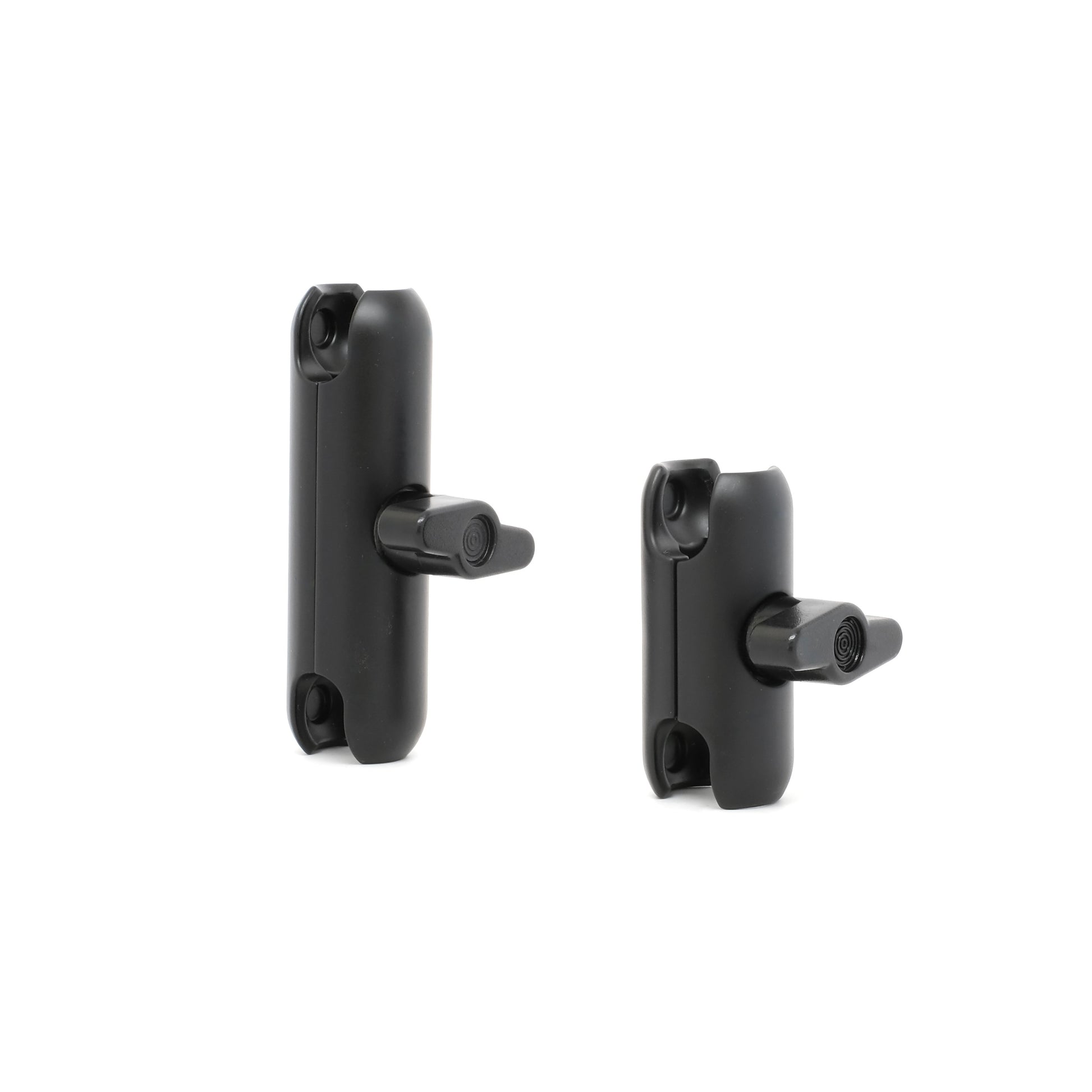 Image of Offroam Regular and Medium size Articulating Arms. Offroam premium all metal phone mounts install easily without drilling or glue. Perfect placement without blocking screens, driver view, or air flow.