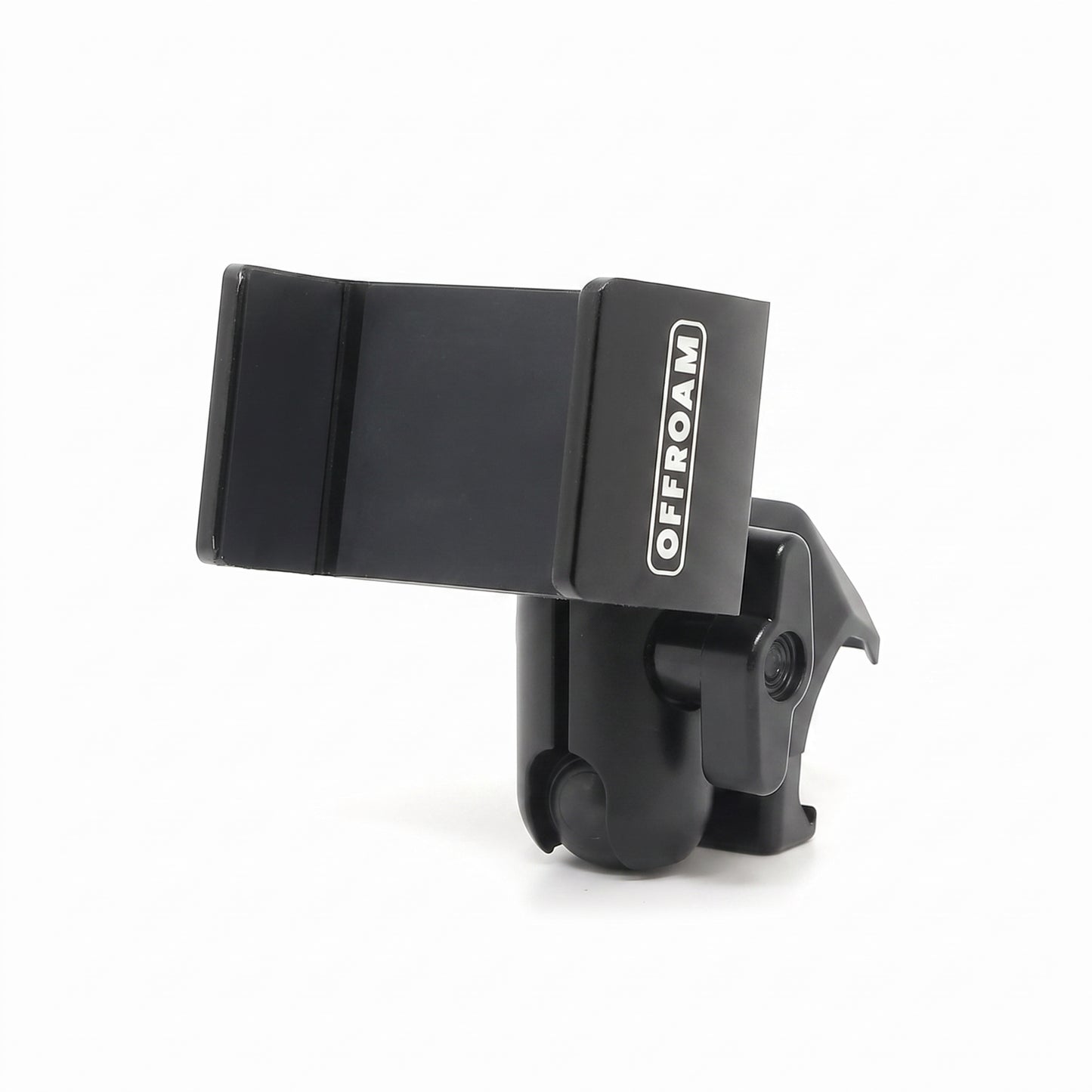 Image of Offroam Phone Mount for Subaru Crosstrek 2018-2023 | Forester 2019-2024| Impreza 2017-2023. This premium phone mount installs easily without drilling or glue. Spring loaded Universal holder for use with any phone. Perfect placement without blocking screens, driver view, or air flow. Fully adjustable positioning.