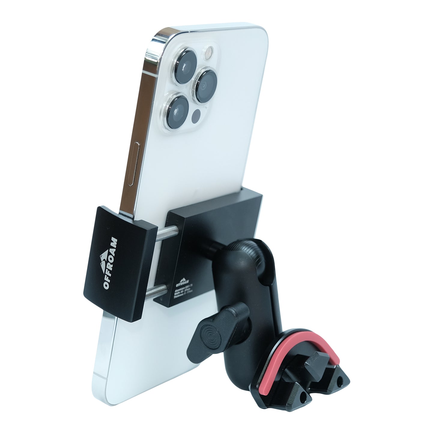 Image of Offroam Phone Mount for Toyota Tundra 2022-2025 | Sequoia 2023-2025. This premium phone mount installs easily without drilling or glue. Spring loaded Universal holder for use with any phone. Perfect placement without blocking screens, driver view, or air flow. Fully adjustable positioning.