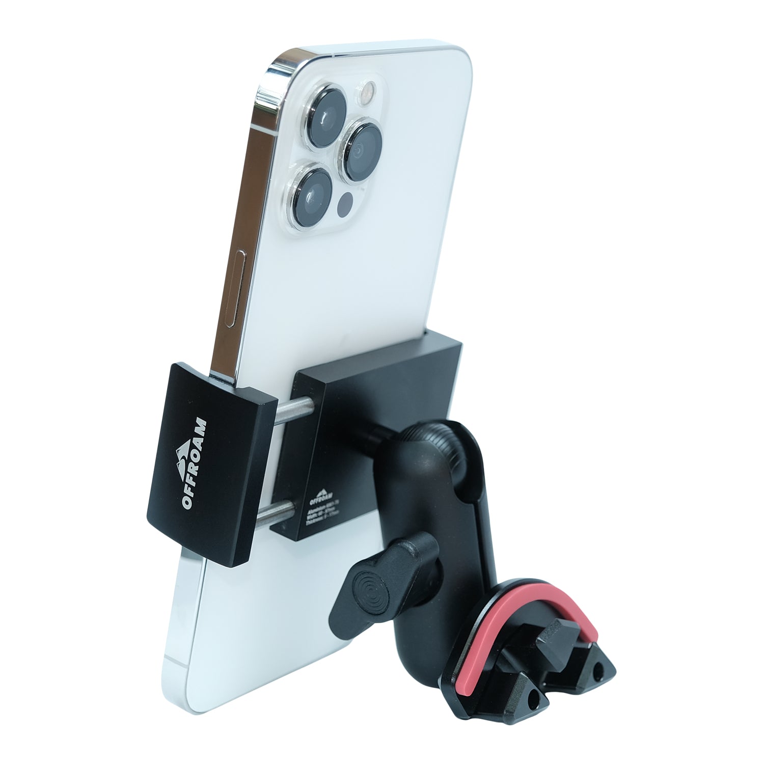 Image of Offroam Phone Mount for Toyota Tundra 2022-2025 | Sequoia 2023-2025. This premium phone mount installs easily without drilling or glue. Spring loaded Universal holder for use with any phone. Perfect placement without blocking screens, driver view, or air flow. Fully adjustable positioning.