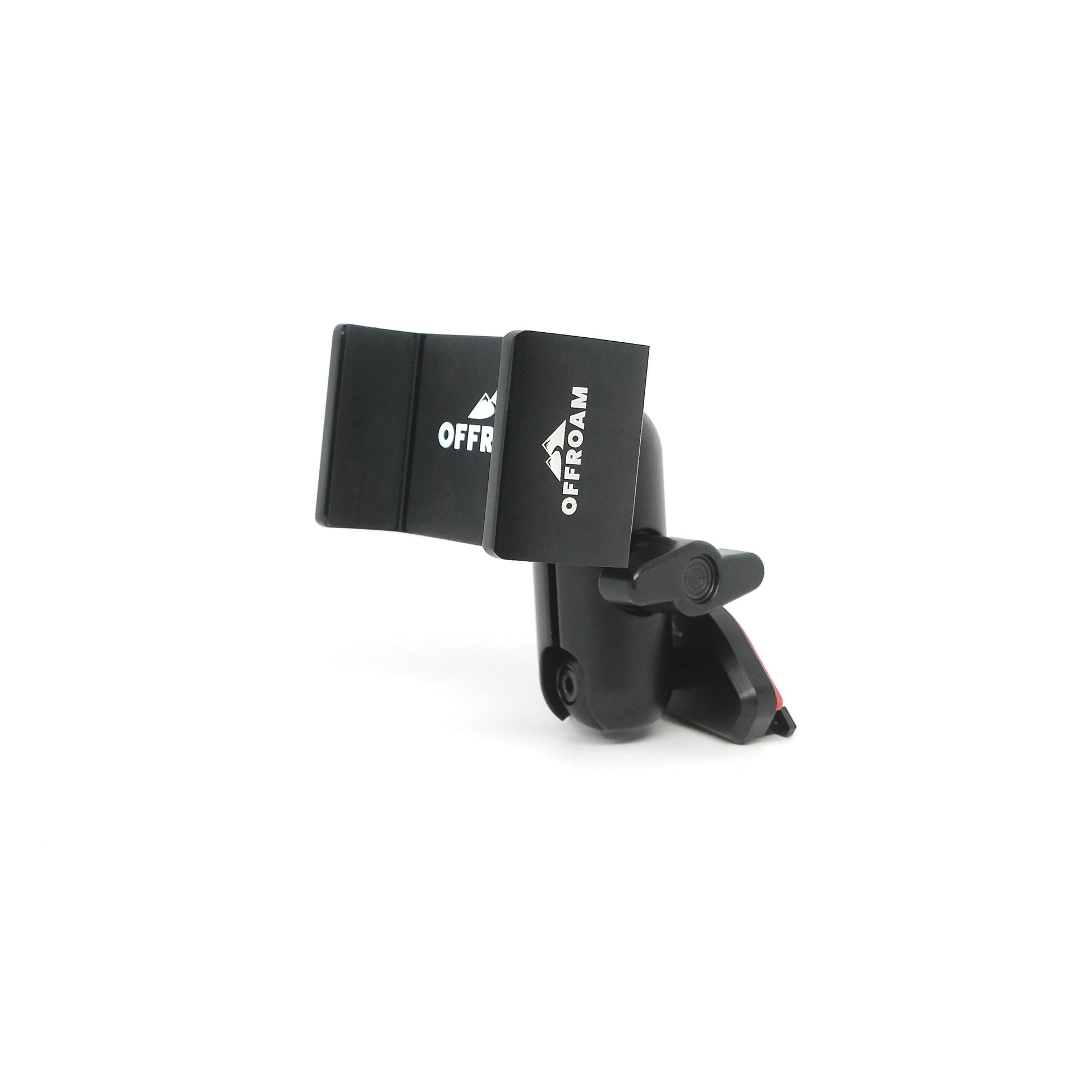 Image of Offroam Phone Mount for Jeep Grand Cherokee WK2 2014-2022. This premium phone mount installs easily without drilling or glue. Spring loaded Universal holder for use with any phone. Perfect placement without blocking screens, driver view, or air flow. Fully adjustable positioning.