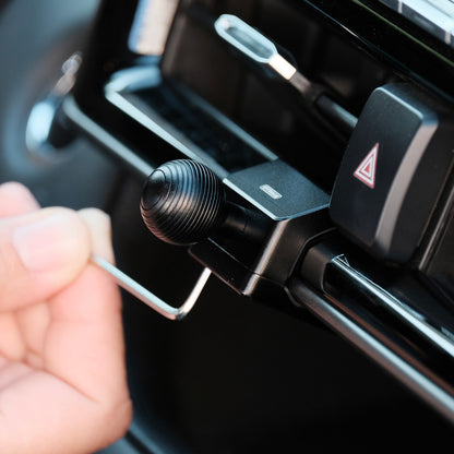 Image of Offroam Mounting Base installed securely in Toyota Highlander 2020-2026. This premium all metal phone mounting base installs easily without drilling or glue. Perfect placement without blocking screens, driver view, or air flow.