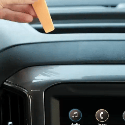Animation of Offroam MagSafe-compatible Phone Mount installation for Chevrolet Silverado 2019-2026 | Silverado HD 2020-2026 & GMC Sierra 1500 2019-2026 | Sierra HD 2020-2026 with 7-in.|8-in. display. This premium phone mount installs easily without drilling or glue. High force magnets hold phone on any trail, road, or track. Perfect placement without blocking screens, driver view, or air flow. Fully adjustable positioning.