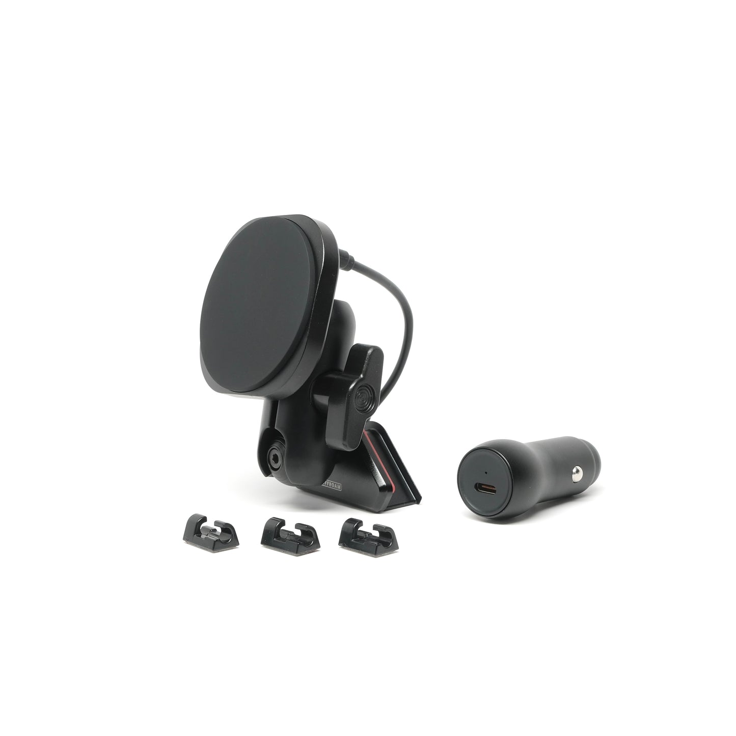 Image of Offroam MagSafe-compatible Phone Mount for Ford F-150 Lightning 2022-2025 (Lariat & Platinum) | Ford Expedition 2022-2024. This premium phone mount installs easily without drilling or glue. High force magnets hold phone on any trail, road, or track. Perfect placement without blocking screens, driver view, or air flow. Fully adjustable positioning.