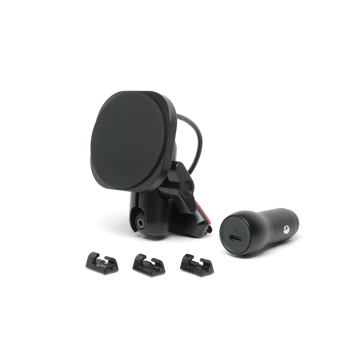 Image of Offroam MagSafe-compatible Phone Mount for Toyota Tundra 2022-2026 | Sequoia 2023-2026. This premium phone mount installs easily without drilling or glue. High force magnets hold phone on any trail, road, or track. Perfect placement without blocking screens, driver view, or air flow. Fully adjustable positioning.
