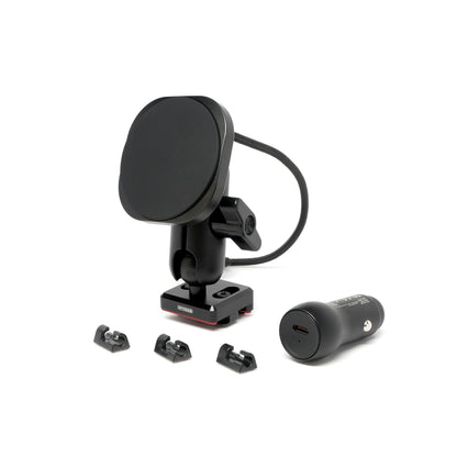Image of Offroam MagSafe-compatible Phone Mount for Toyota Tacoma 2016-2023. This premium phone mount installs easily without drilling or glue. High force magnets hold phone on any trail, road, or track. Perfect placement without blocking screens, driver view, or air flow. Fully adjustable positioning.