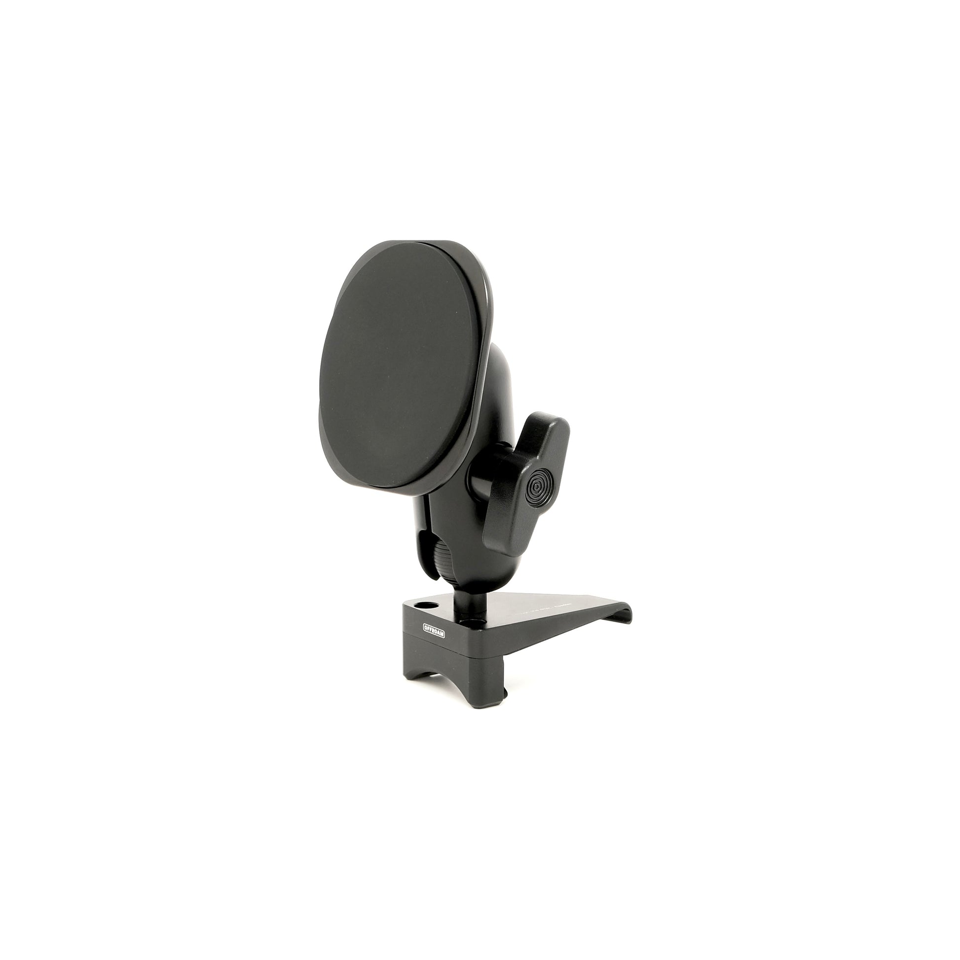 Image of Offroam MagSafe-compatible Phone Mount for Toyota Tacoma 2024-2026 | 4Runner 2025-2026. This premium phone mount installs easily without drilling or glue. High force magnets hold phone on any trail, road, or track. Perfect placement without blocking screens, driver view, or air flow. Fully adjustable positioning.