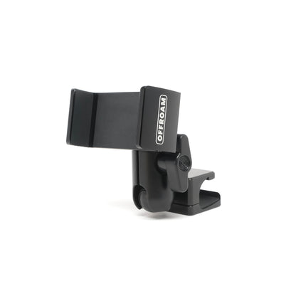 Image of Offroam Phone Mount for BMW X5 2024-2026 | X6 2024-2027 | X7 2023-2027. This premium phone mount installs easily without drilling or glue. Spring loaded Universal holder for use with any phone. Perfect placement without blocking screens, driver view, or air flow. Fully adjustable positioning.