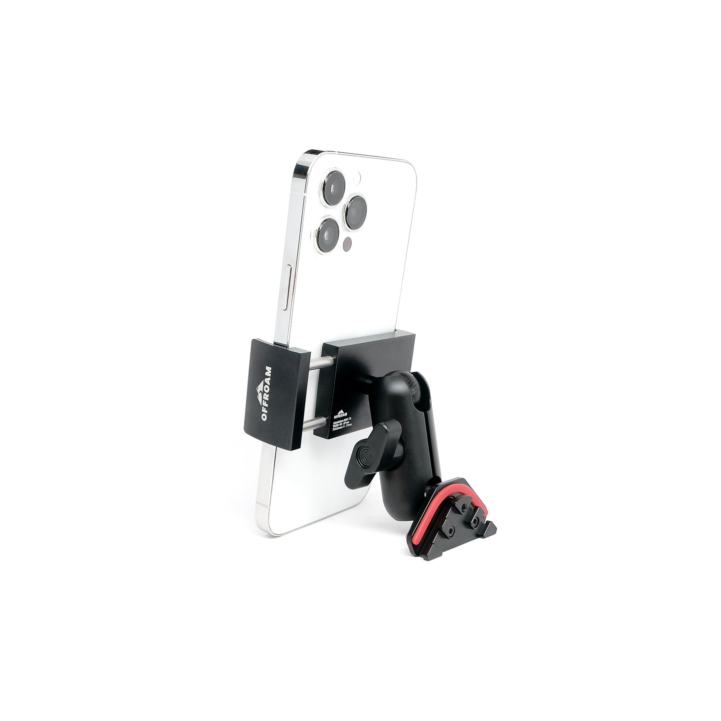 Image of Offroam Phone Mount for Nissan Frontier 2009-2021 | Xterra 2009-2015. This premium phone mount installs easily without drilling or glue. Spring loaded Universal holder for use with any phone. Perfect placement without blocking screens, driver view, or air flow. Fully adjustable positioning.