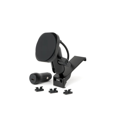 Image of Offroam MagSafe-compatible Phone Mount for Chevrolet Silverado 2019-2026 | Silverado HD 2020-2026 & GMC Sierra 1500 2019-2026 | Sierra HD 2020-2026 with 7-in.|8-in. display. This premium phone mount installs easily without drilling or glue. High force magnets hold phone on any trail, road, or track. Perfect placement without blocking screens, driver view, or air flow. Fully adjustable positioning.