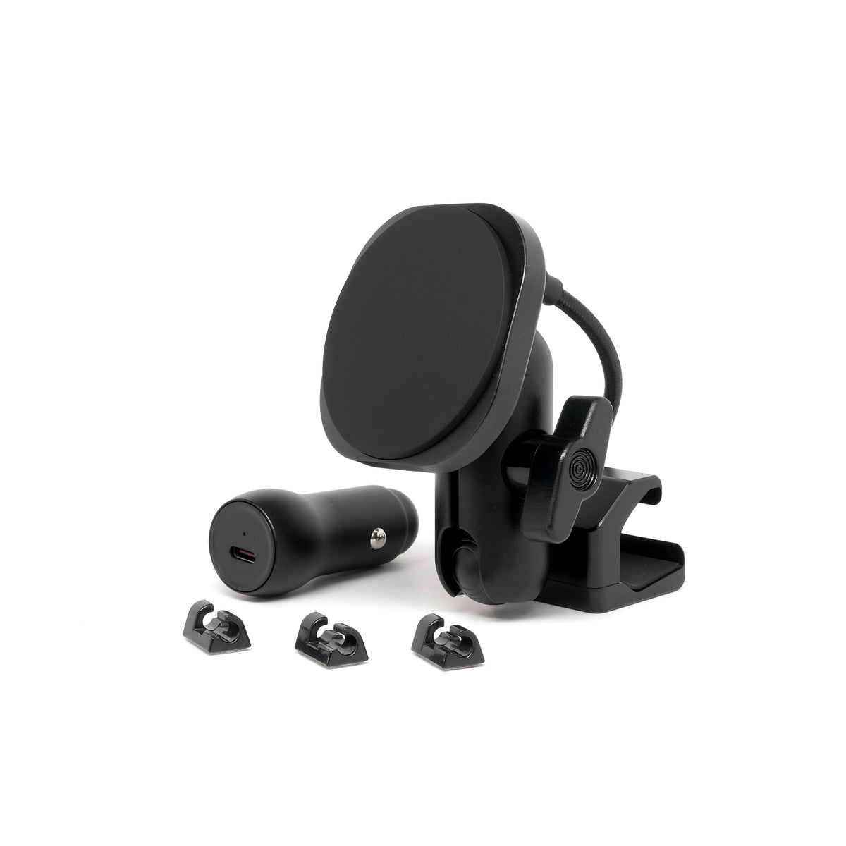Image of Offroam MagSafe-compatible Phone Mount for Toyota Highlander 2020-2026. This premium phone mount installs easily without drilling or glue. High force magnets hold phone on any trail, road, or track. Perfect placement without blocking screens, driver view, or air flow. Fully adjustable positioning.