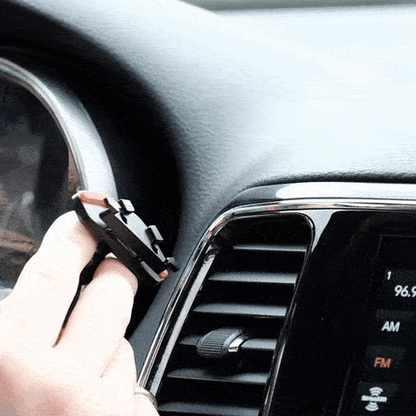 Image of Offroam Mounting Base installation for Jeep Grand Cherokee WK2 2014-2022. This premium all metal phone mounting base installs easily without drilling or glue. Perfect placement without blocking screens, driver view, or air flow.