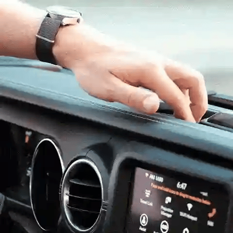 Video of Offroam Mounting Base installation for Jeep Wrangler 2018-2023 | Gladiator 2019-2023. This premium all metal phone mounting base installs easily without drilling or glue. Perfect placement without blocking screens, driver view, or air flow.