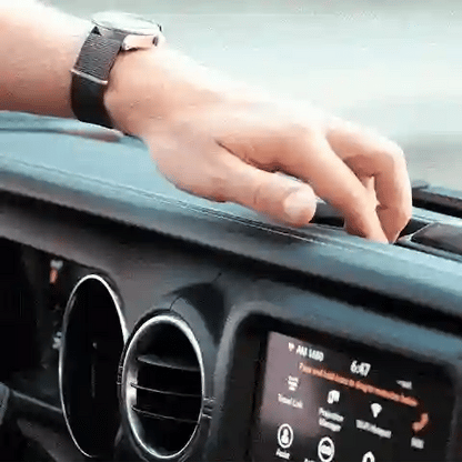 Video of Offroam Mounting Base installation for Jeep Wrangler 2018-2023 | Gladiator 2019-2023. This premium all metal phone mounting base installs easily without drilling or glue. Perfect placement without blocking screens, driver view, or air flow.