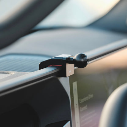Image of Offroam Mounting Base installed securely in Toyota Land Cruiser 250 2024-2025. This premium all metal phone mounting base installs easily without drilling or glue. Perfect placement without blocking screens, driver view, or air flow.