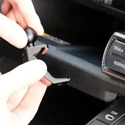 Animation of Offroam MagSafe-compatible Phone Mount installation for Toyota RAV4 2026. This premium phone mount installs easily without drilling or glue. High force magnets hold phone on any trail, road, or track. Perfect placement without blocking screens, driver view, or air flow. Fully adjustable positioning.