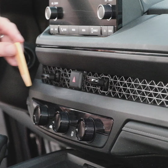 Video of Offroam Phone Mount installation for Honda Accord 2023-2026. This premium phone mount installs easily without drilling or glue. Spring loaded Universal holder for use with any phone. Perfect placement without blocking screens, driver view, or air flow. Fully adjustable positioning.