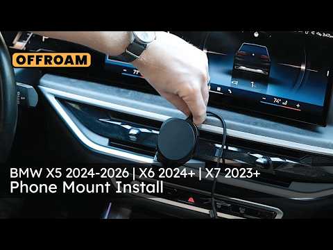 Video of Offroam Mounting Base installation for BMW X5 2024-2026 | X6 2024-2027 | X7 2023-2027. This premium all metal phone mounting base installs easily without drilling or glue. Perfect placement without blocking screens, driver view, or air flow.