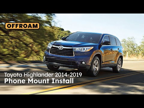 Video of Offroam Phone Mount installation for Toyota Highlander 2014-2019. This premium phone mount installs easily without drilling or glue. Spring loaded Universal holder for use with any phone. Perfect placement without blocking screens, driver view, or air flow. Fully adjustable positioning.